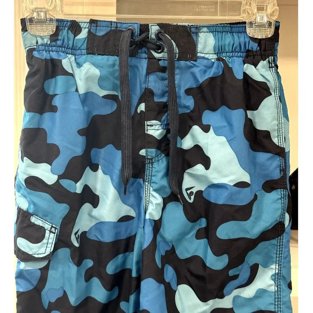 Boys Kanu Surf Specter Quick Dry UPF 50+ Beach Swim Trunks Blue Camo  S 8 NWOT
